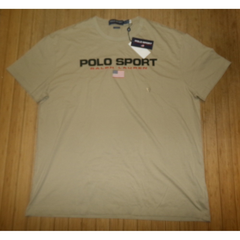Polo Sport Ralph Lauren Mens XL Khaki Tan Graphic Logo T-Shirt NWT Classic Fit